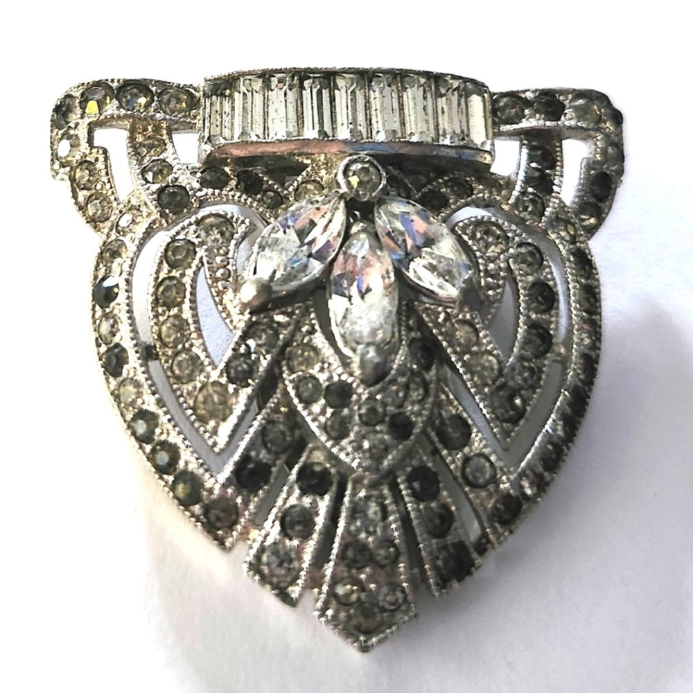 Antique 1920s Art Deco Pot Metal Scarf Dress Clip